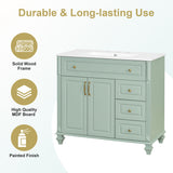 Modern Bathroom Vanity With Sink, 3 Drawers & 2 Doors