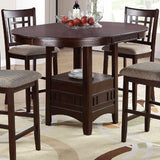 Round Counter Height Dining Table Only With Shelves - Brown Mix