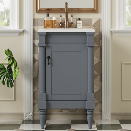 Bathroom Vanity With Sink, Storage Cabinet With Door, Drop In Sink, Compact Freestanding Design