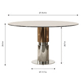 Round Dining Table / Tempered Glass Top - Brown