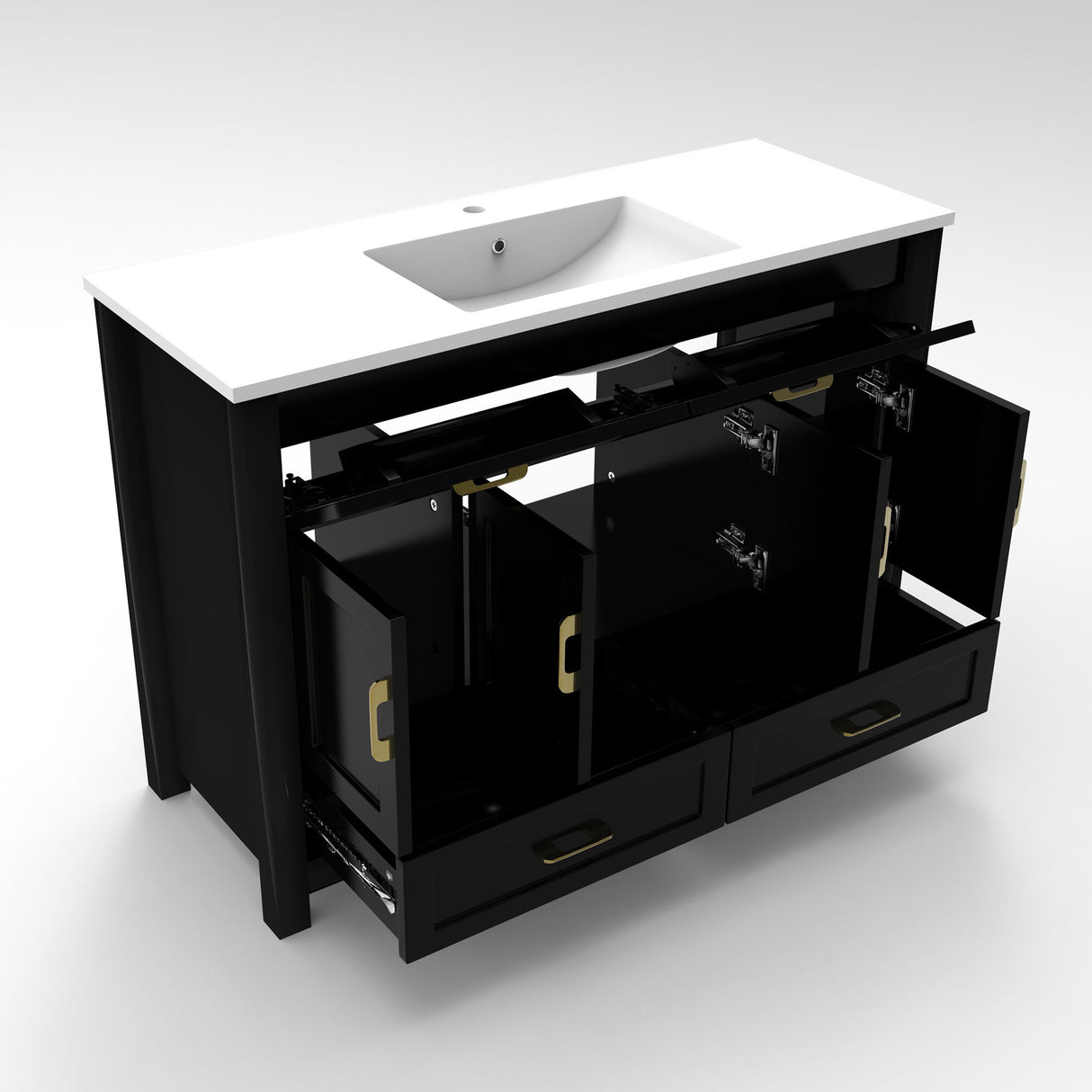 Bathroom Vanity With Sink Combo, 4 Soft Close Doors And 4 Drawers