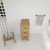Slim Freestanding Bathroom Storage Cabinet, 3 Drawers - Light Oak