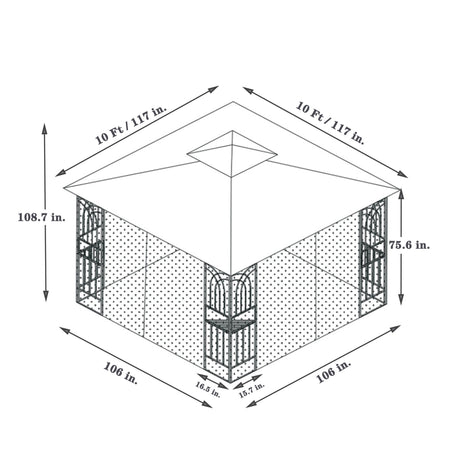 Patio Gazebo Tent With Ventilated Double Roof And Mosquito Net