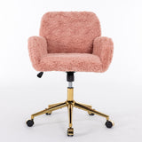 Office Chair, Artificial Rabbit Hair Home Office Chair With Metal Base, Adjustable Desk Chair Swivel Office Chair, Vanity Chair