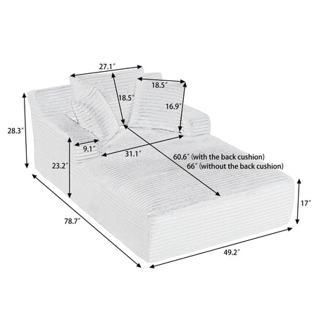 Oversized Chaise Lounge Chair Indoor For Living Room - Dark Gray