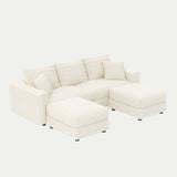 Deep Seat Convertible Sofa With Soft Pillows And Ottomans