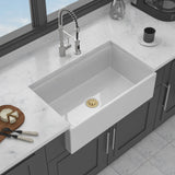 Workstation Single Bowl, Apron Front Kitchen Sink - White