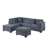Sectional Sofa Set With Reversible Left / Right Chaise And Matching Cocktail Ottoman