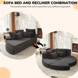 Semi Circular 2 In 1 Sofa Bed With Neck Pillow And Throw Pillows
