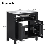 Bathroom Vanity With Ceramic Sink, Modern Single Bathroom Cabinet With 2 Doors And A Shelf, Soft Close Doors