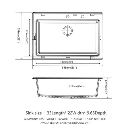 Quartz Kitchen Sink, Granite Composite, Drop In Sink With Durable Design
