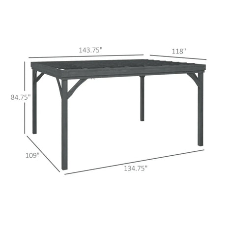 Patio Grape Vine Gazebo Outdoor Pergola With Open Roof For Climbing Plants - Gray