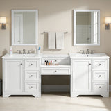 Double Sink Bathroom Vanity With Countertop, 2 Ceramic Sinks, 6 Drawers, Soft Close Design