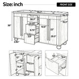 Double Sink Bathroom Vanity With Sinks, Soft Close Doors & 3 Drawers - Wood