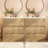 Double Sinks Bathroom Vanity Set With 2 Ceramic Basins