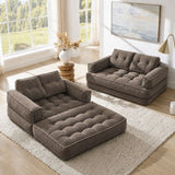 2 Seater Modular Corduroy Sofa With Chaise Lounge For Living Room