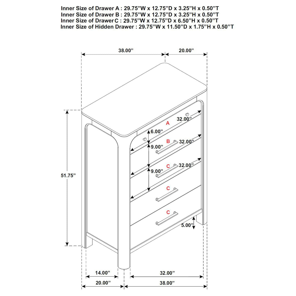 Flores - 5 Drawer Chest - Mango Color