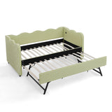 Gingham Daybed With USB Charging Port, Wave-Shaped Design