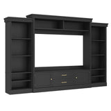 Elegant Entertainment Center Wall Unit With Bookshelves