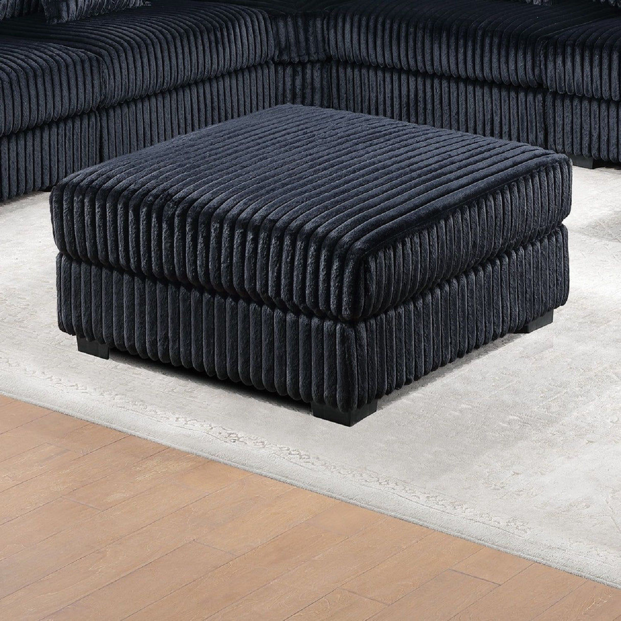 Soft Upholstered Ottoman - Black