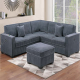 Modern Sectional Set With Cocktail Ottoman
