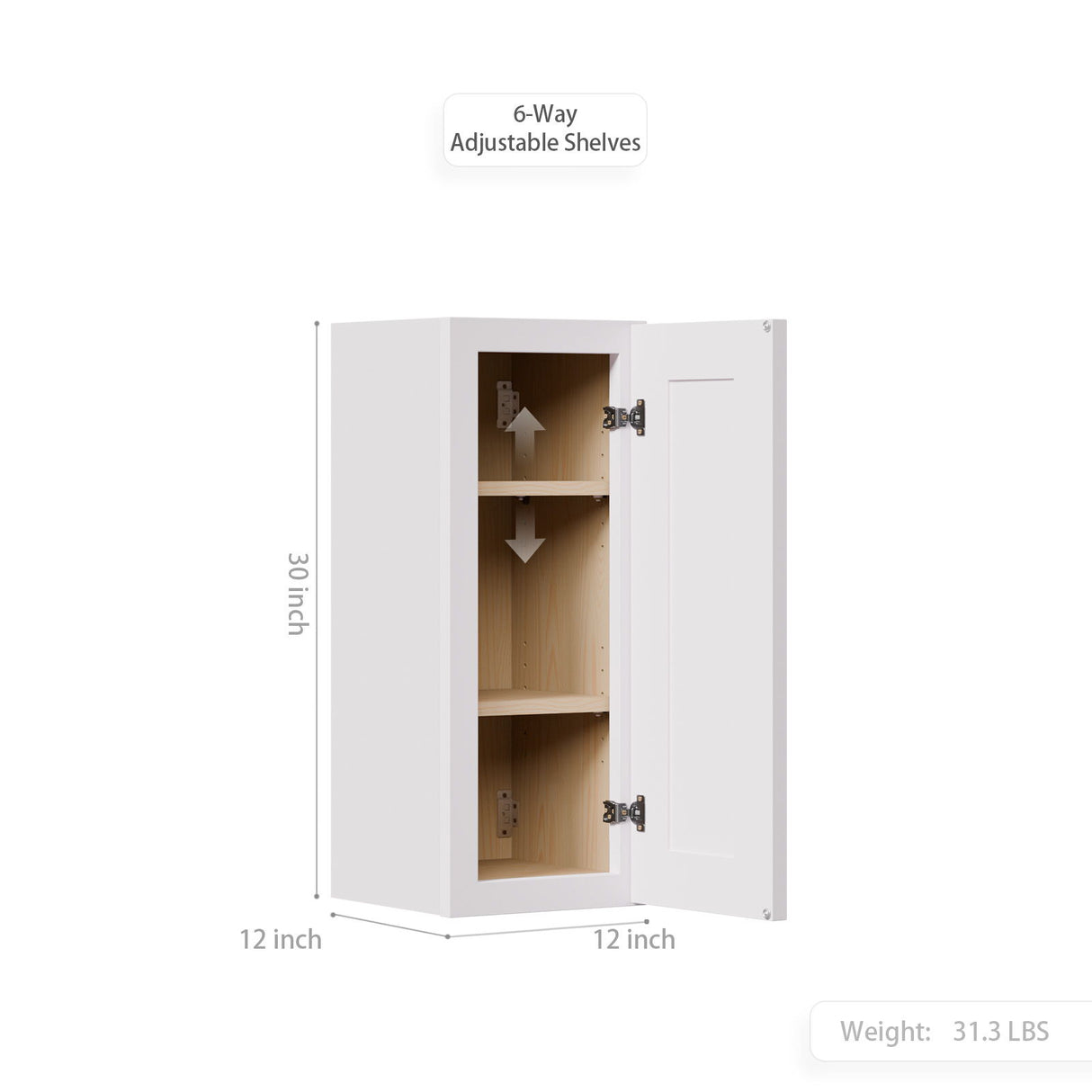 Shaker Wall Cabinet With 2 Adjustable Shelves