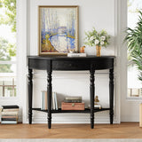 Half Moon Console Table With Drawer & Shelf
