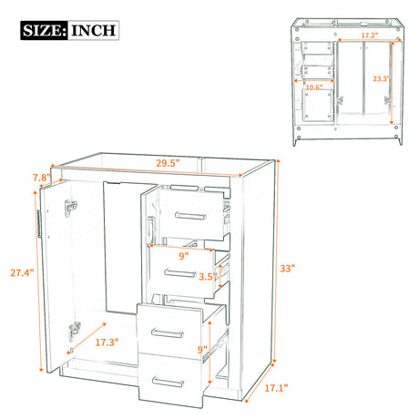 Retro Style Bathroom Vanity With 3 Drawers & Soft-Closing Doors
