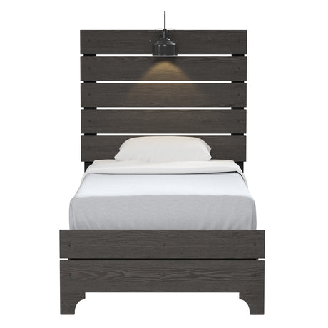 Twin Bed With Integrated Lights - Brown