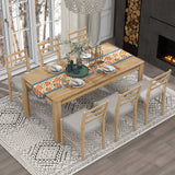 7 Piece Dining Set With Extendable Table, 2 Drawers & 6 Upholstered Chairs