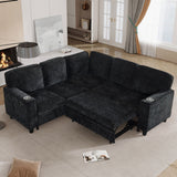 L-Shaped Sofa With Pull Out Sofa Bed With USB