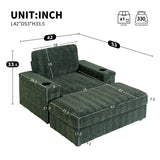 Oversized Chaise Lounge Indoor Rabbit Fur Sofa Bed With Storage Ottoman And Armrests Cup Holders With Deep Seat