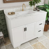 Bathroom Vanity Set, Fluted Cabinet, Soft Close Doors & Drawers, Single Faucet Hole, Sink Included - White