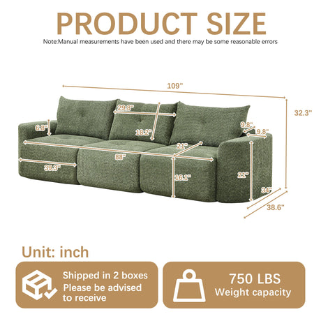 3 Seater With Thickened Armrests Sofa For Living Room