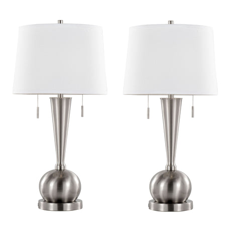 Jules - Contemporary Table Lamp Built In USB Port (Set of 2) - Brushed Nickel