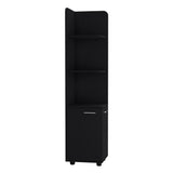 Corner Cabinet Tall With 3 Tier Shelf And 2 Door - Black
