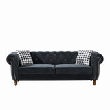 Chesterfield Upholstery Fabric Sofa With Roll Armrest & Nailhead