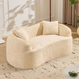 Curved 2 Person Compress Sofa With Armrests, Includes Pillows