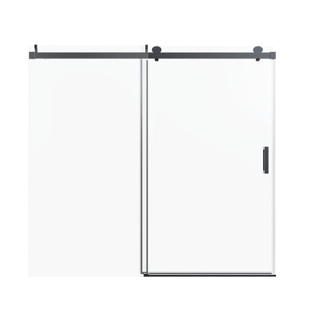 Frameless Single Sliding Soft Close Shower Doors, 3 / 8" Tempered Glass Reversible Installatio
