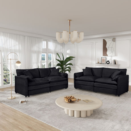Modern Oversized Deep Seat Luxury 2 Piece Sofa Set With 4 Pillows