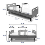 Electric Adjustable Hospital Bed For Home Use With Wired Remote Control, Memory Foam Mattress - Gray / White