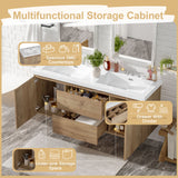 Double Sink Bathroom Vanity, Cabinet & Soft Close Doors, Divided Drawers, Wall Mounted Storage - Wood