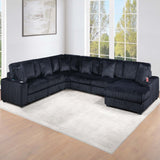 6 Piece Modular Sectional Sofa Set Upholstered Living Room Plush Couch With Cup Holders And USB Port - Black
