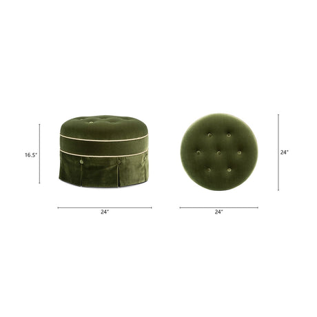 Maribel - Round Accent Ottoman - Olive Green