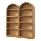 Freestanding Tall 5 Tier Display Bookcase For Living Room (Set of 2) - Brown