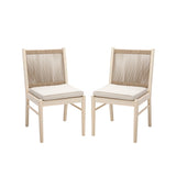 Cordoba - Dining Chair (Set of 2) With Acacia Wood Frame And Water Repellent Fabric - Beige / Yellow