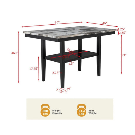 5 Piece Counter Dining Set With Table, Chairs - Black / Brown