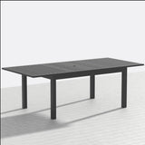 Extendable Outdoor Dining Table, All Weather, Slatted Top, Rust Proof - Gray