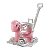 Unicorn Rocking Horse For Toddlers, Ride On Toy With Push Handle And Balance Board - Pink