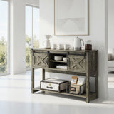 Farmhouse Entryway Table With Sliding Barn Door